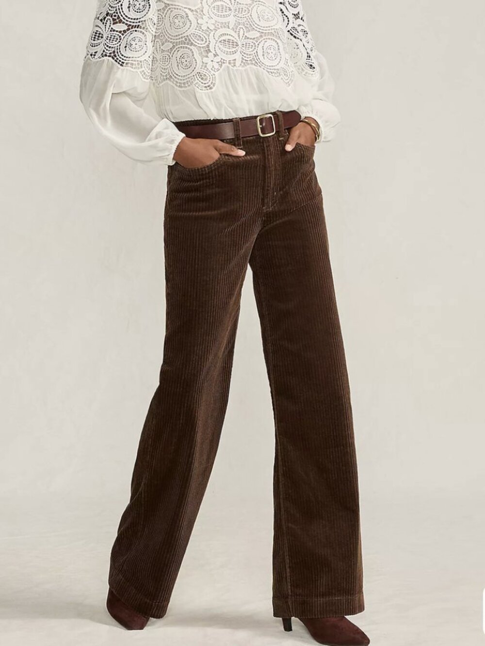 NWOT Land's End Womens High-Rise Wide Leg Corduroy Pants, Size: 6